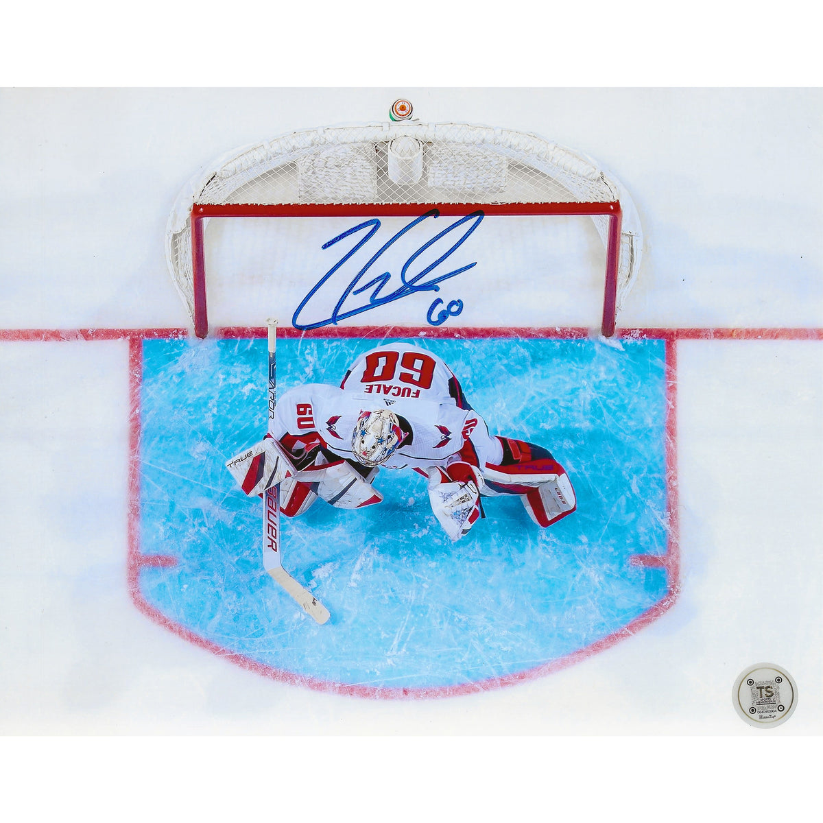 Fotografía de 8x10 con vista aérea de los Washington Capitals autografiada por Zach Fucale-1