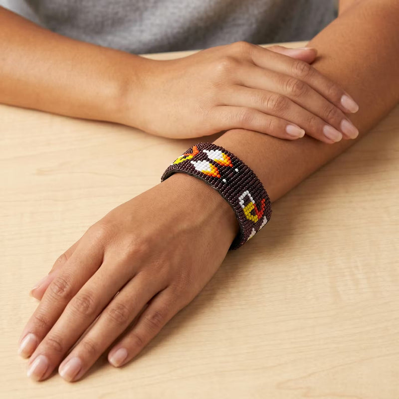 Beaded Cuff Bracelet(Dark Purple)-1