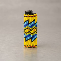 Yellow and white Beaded Lighter Case-1