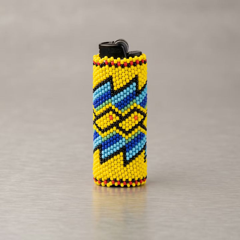 Yellow and white Beaded Lighter Case-1