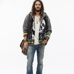 Bob Marley grey/ black Unisex Alpaca Sweater-1