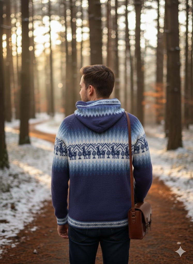 Unisex Alpaca Light Blue Sweater-2