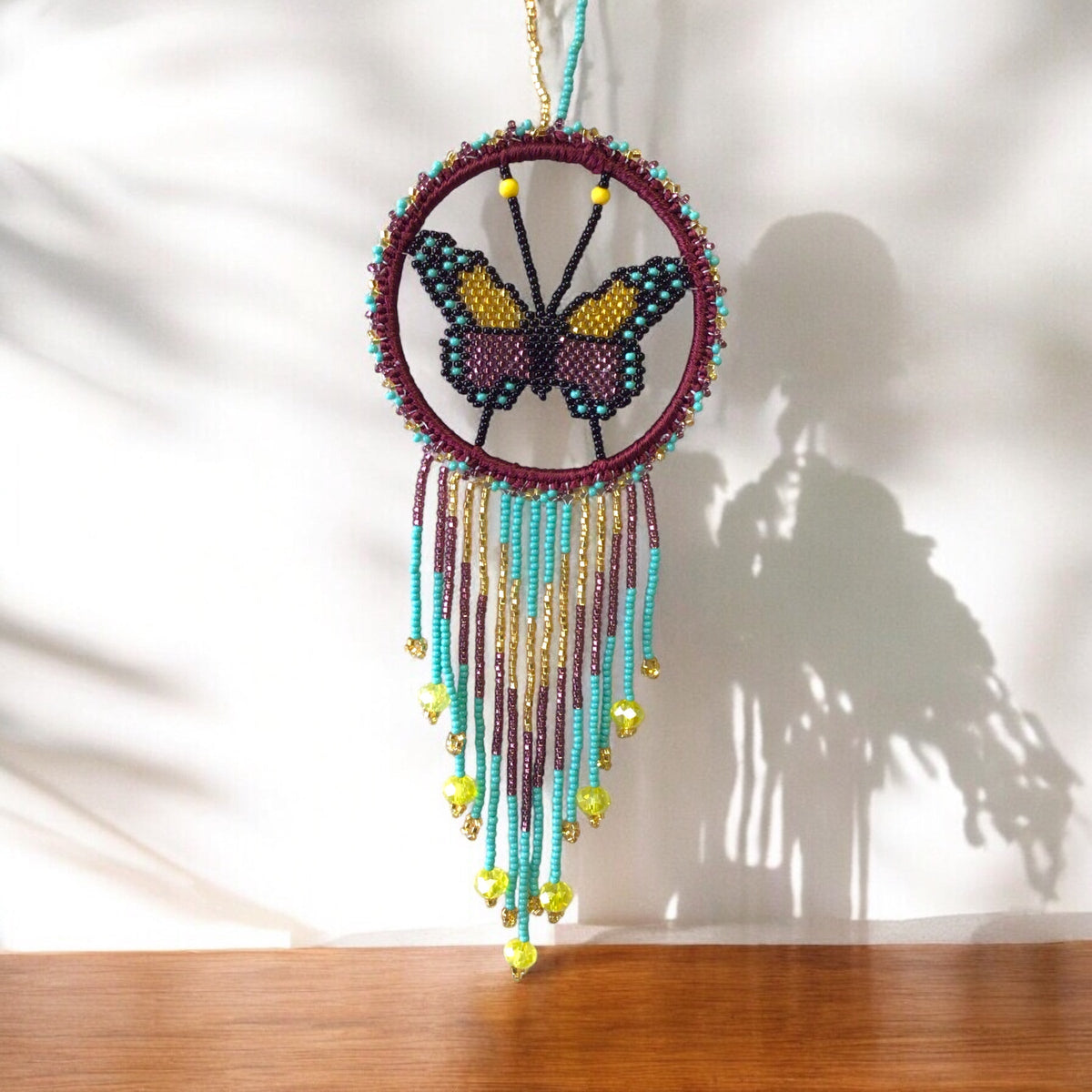 Purple and White Butterfly Dream Catcher-1