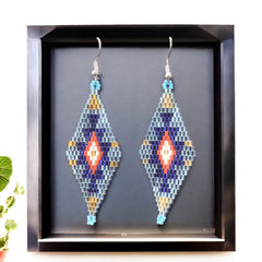 Silver and Red Miyuki Glass Beaded Earrings-1