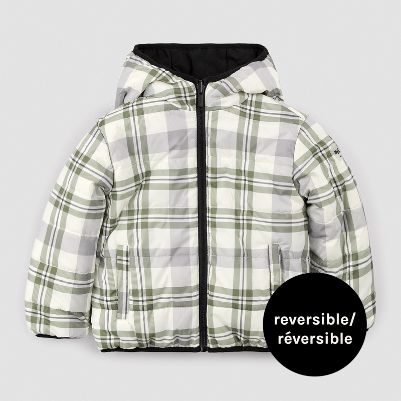 Reversible Jacket | Winter Moss Plaid Print on Black | Miles the Label-1