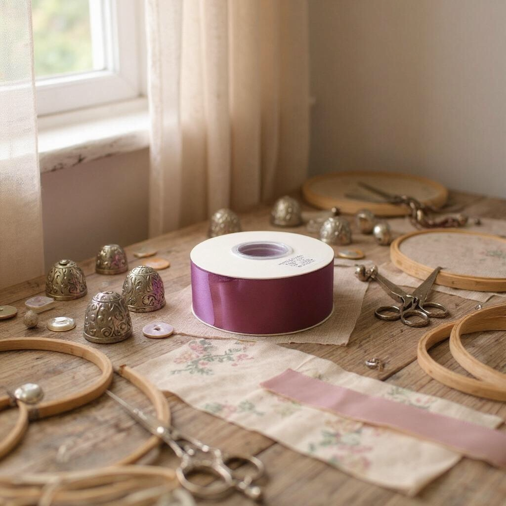 Satin Ribbon Double Face- Smoky Lavender #174- 3.8 cm Wide-2