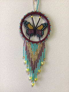 Purple and White Butterfly Dream Catcher-2