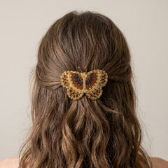 Yellow Butterfly Beaded Barrette-2