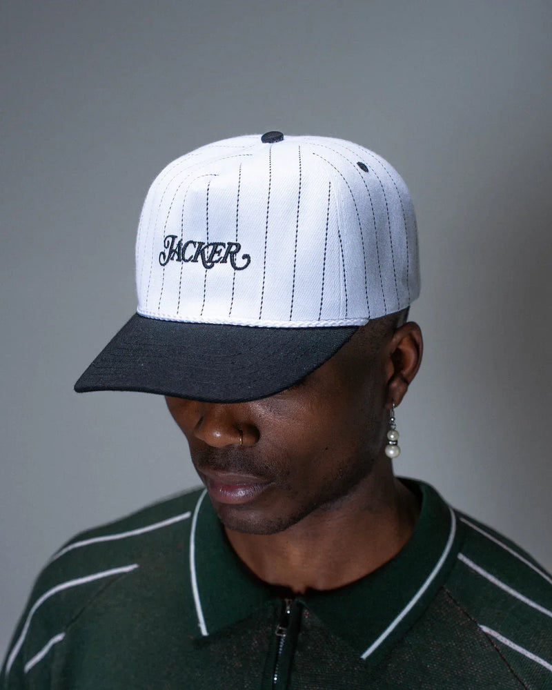 Jacker 'Classic Stripe' Snapback Cap - Black/White-4