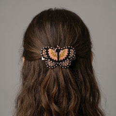 Peach Butterfly Beaded Barrette-1