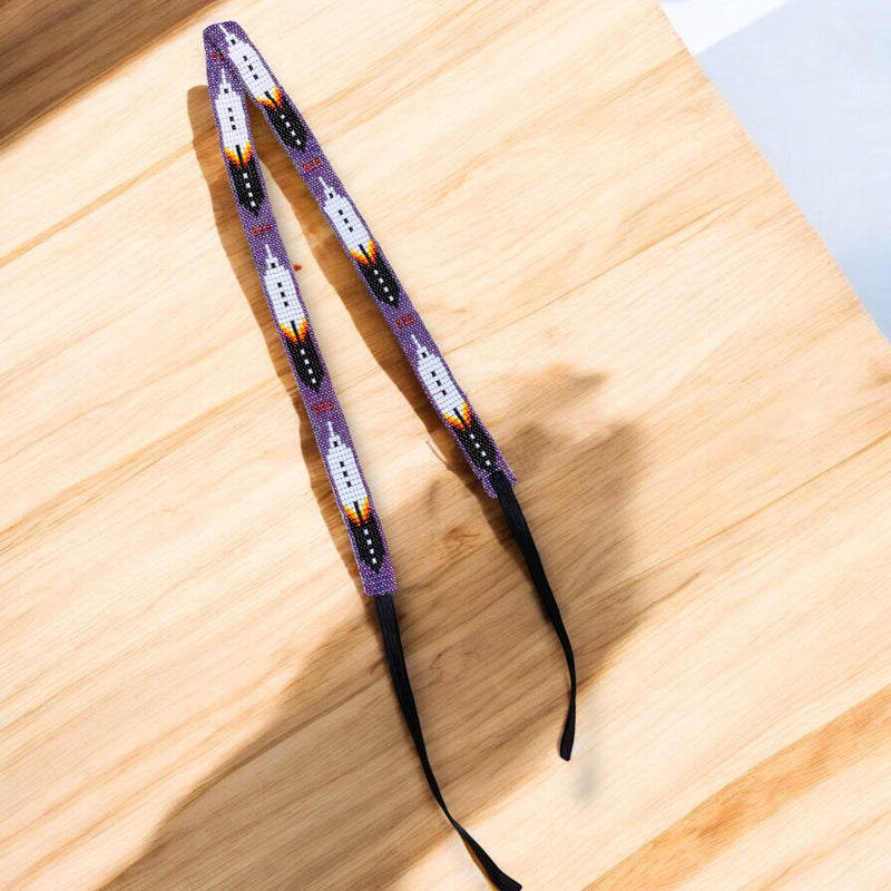 Purple Handmade Beaded Hatband-2