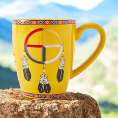16 Oz Medicine Wheel Yellow Ceramic Mug-2