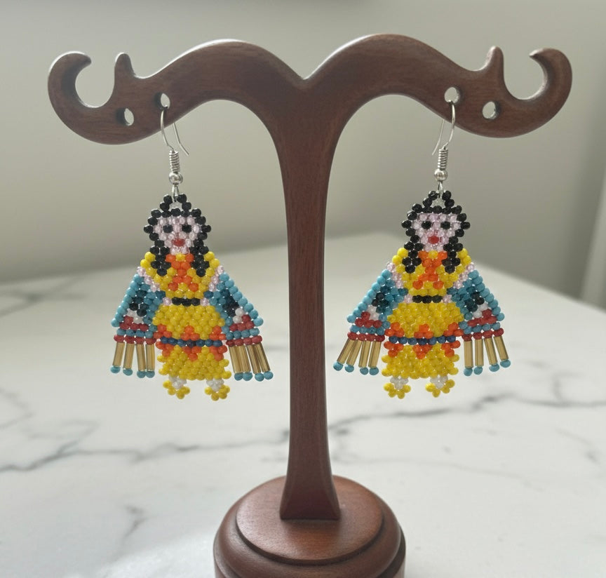 American Kachina Doll Girl Woman (Yellow Blue)