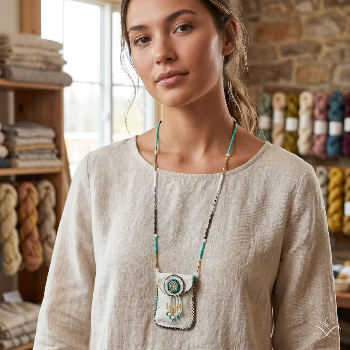 Earth white turquoise Spirit Medicine Bag-2