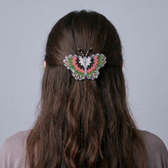 Silver Butterfly Beaded Barrette-4