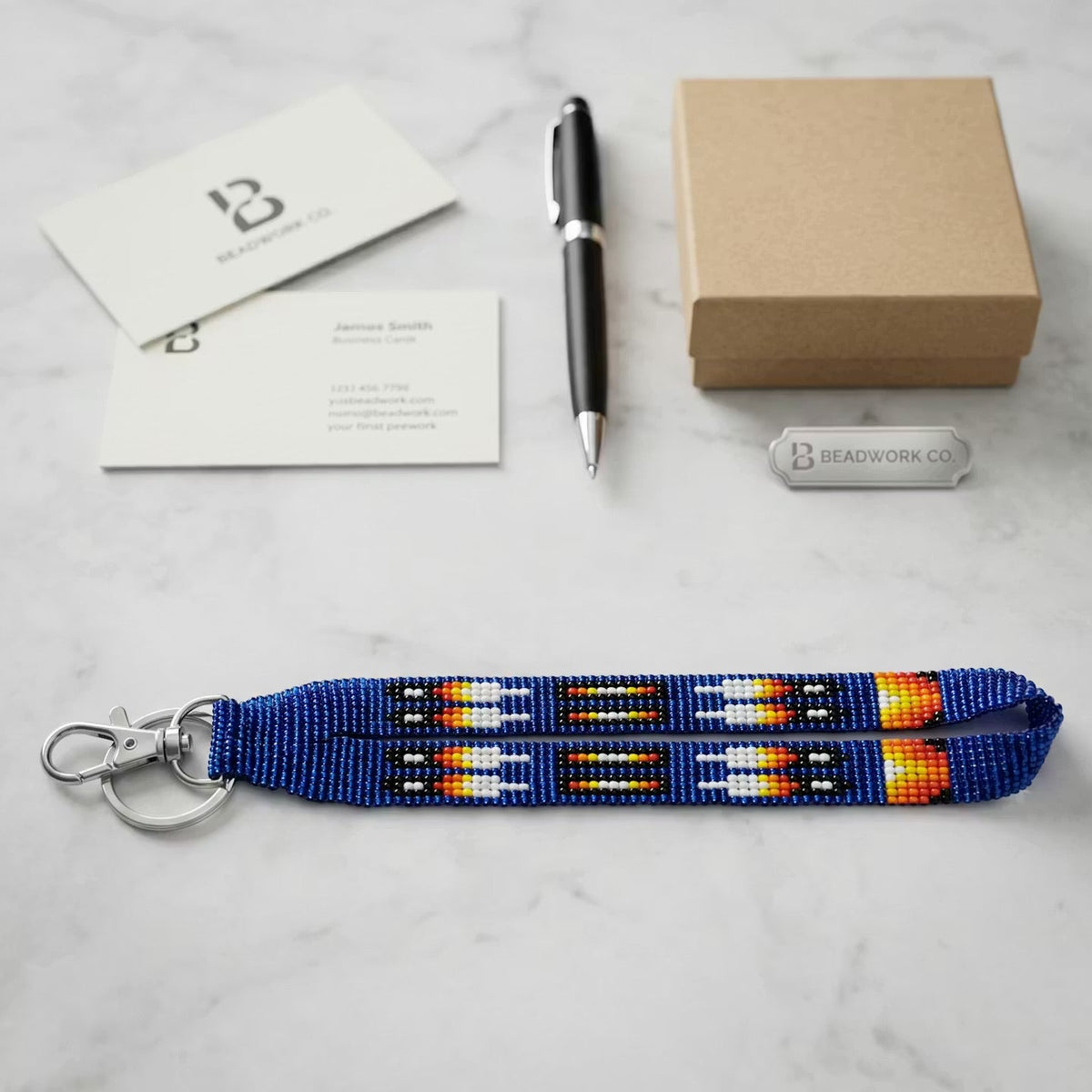 Dark Blue Native American Style Wrist Lanyard-3