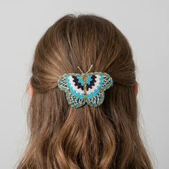Turquoise Butterfly Beaded Barrette-2