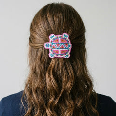 Beaded turtle Barrette pink accent-2