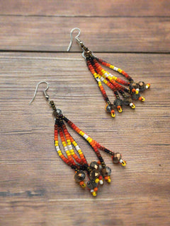Iron Grey Six-Strand Beaded Cascade Earrings-2