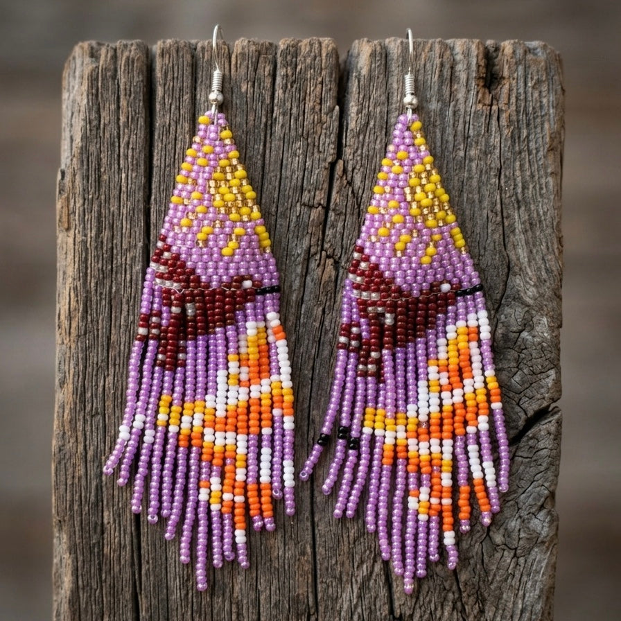 Purple Sky Dancer Beaded Earrings-5