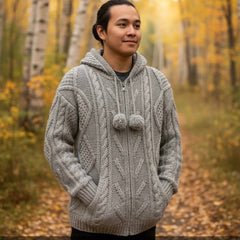 Grey Cayambe Alpaca Cable Knit Sweater-6
