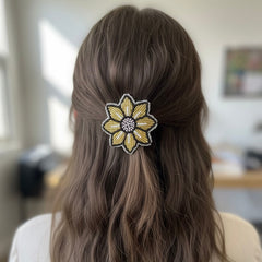 Golden Beaded Flower Barrette-1