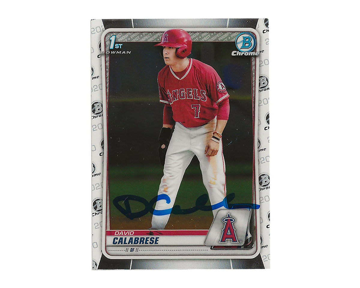 Carte de baseball autographiée David Calabrese 2020 Bowman Chrome Draft #BD-103 1ère recrue-1
