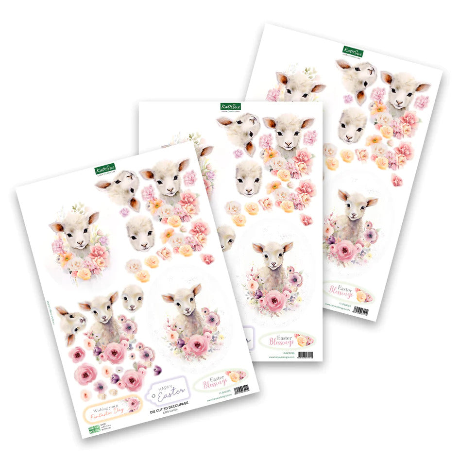 Decoupage troquelado – Corderitos (paquete de 3)-1