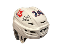 Dylan Cozens Autographed Lethbridge Hurricanes White CCM Replica Helmet-1