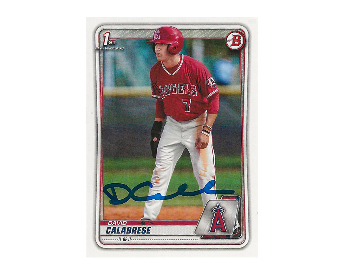 Carte de baseball David Calabrese dédicacée 2020 Bowman Draft Paper #BD-103 1ère rookie-1