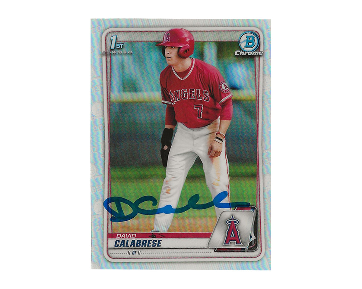 Carte de baseball David Calabrese dédicacée 2020 Bowman Chrome Draft Refractor #BD-103 1re recrue