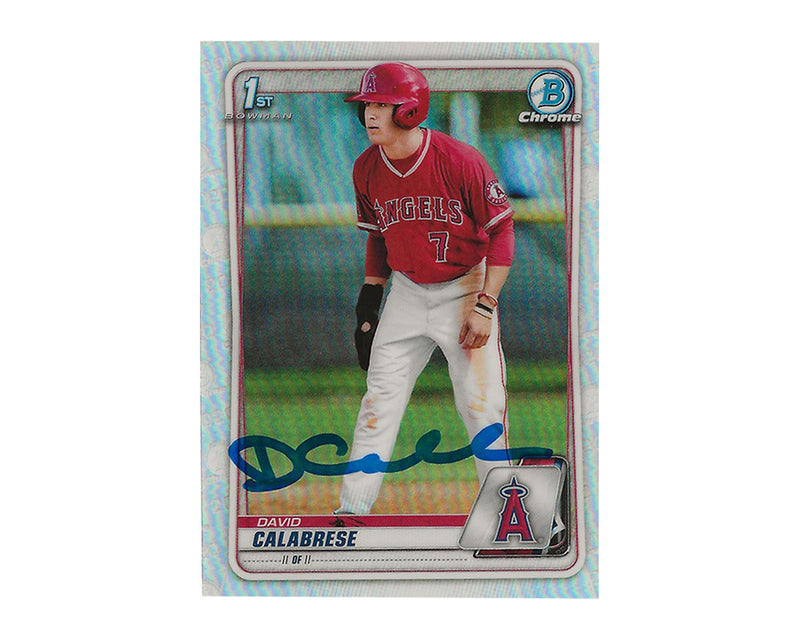 Carte de baseball David Calabrese dédicacée 2020 Bowman Chrome Draft Refractor #BD-103 1re recrue-1
