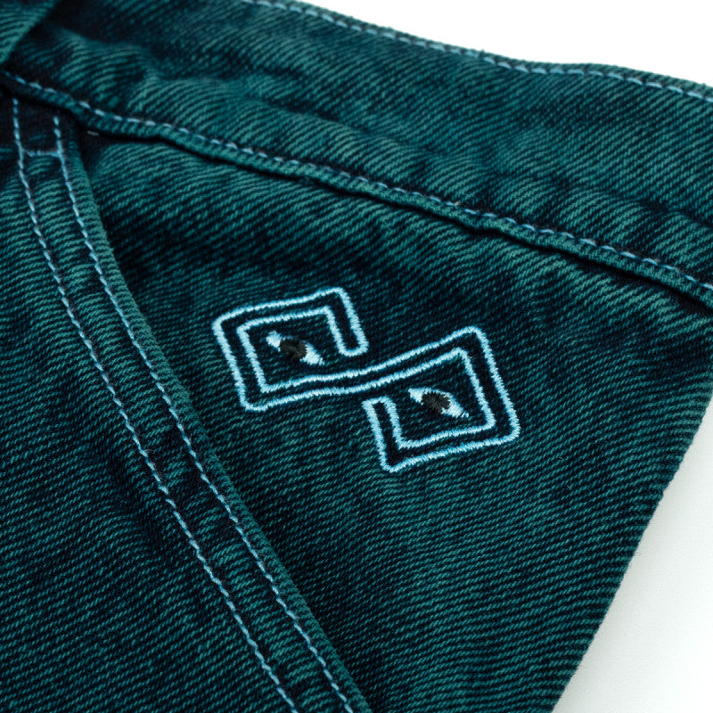 Magenta 'Ledge' Denim Baggy Jeans - Teal-3