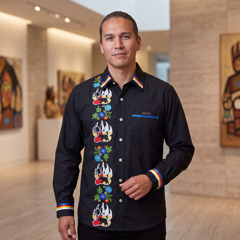 Embroidered Ribbon Shirt (Bear Paw)-1