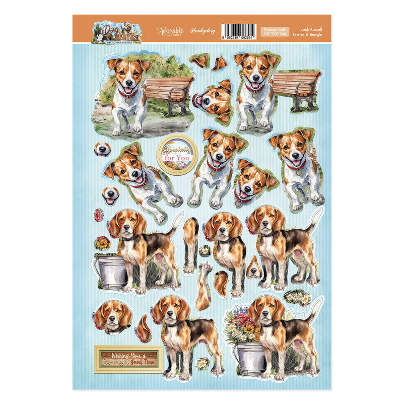 Jack Russell Terrier & Beagle Decoupage Topper Sheet-1