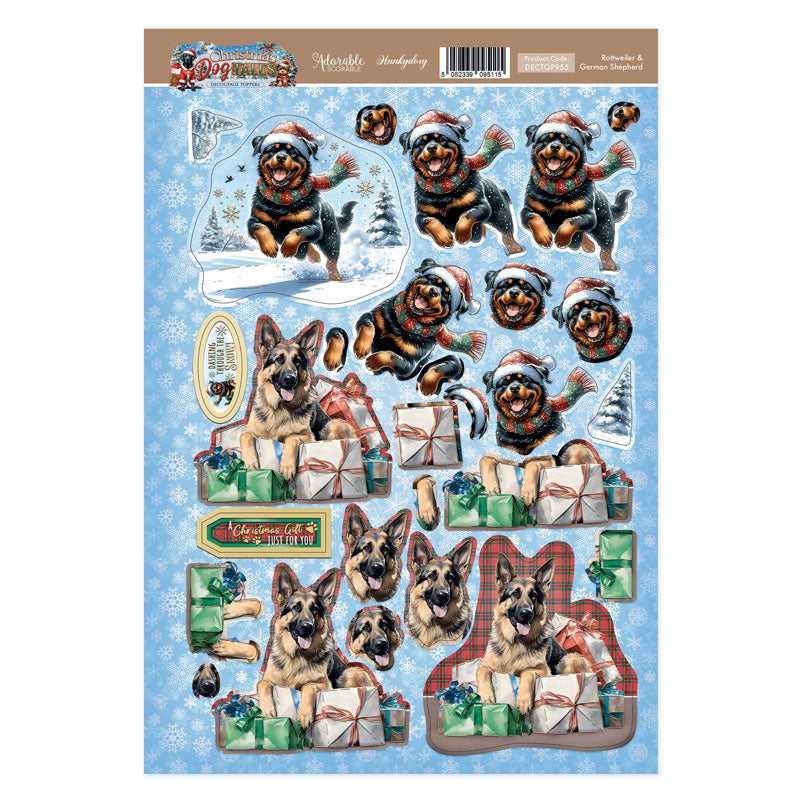 Rottweiler & German Shepherd Decoupage Topper Sheet-1