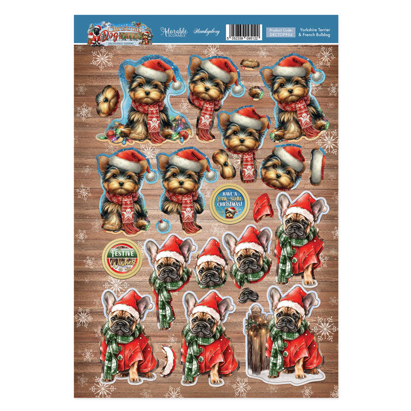 Yorkshire Terrier & French Bulldog Decoupage Topper Sheet-1
