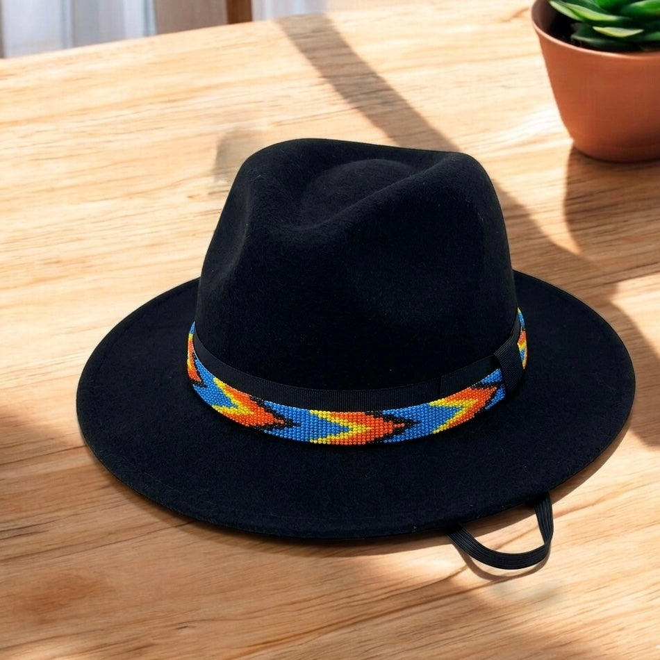 Blue Handmade Beaded Hatband-1