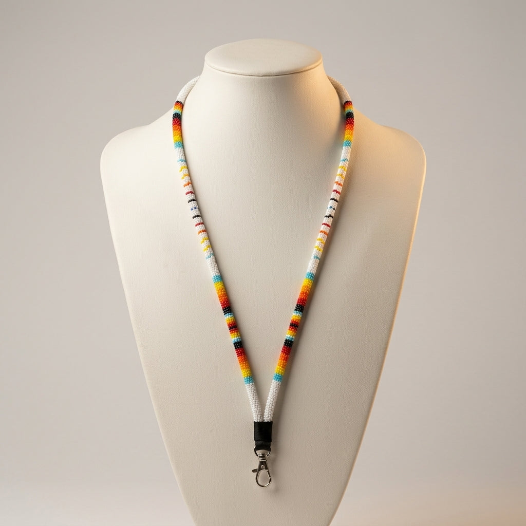 Round Beaded Lanyard(White)-6