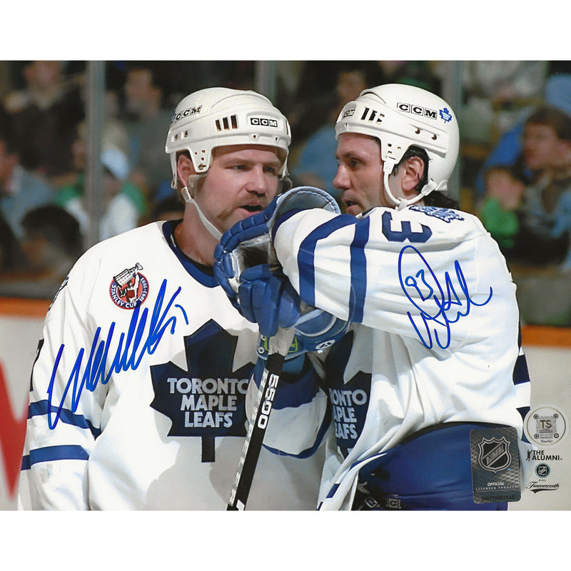 Wendel Clark & Doug Gilmour Autographed Toronto Maple Leafs Talking on Ice 8x10 Photo-1