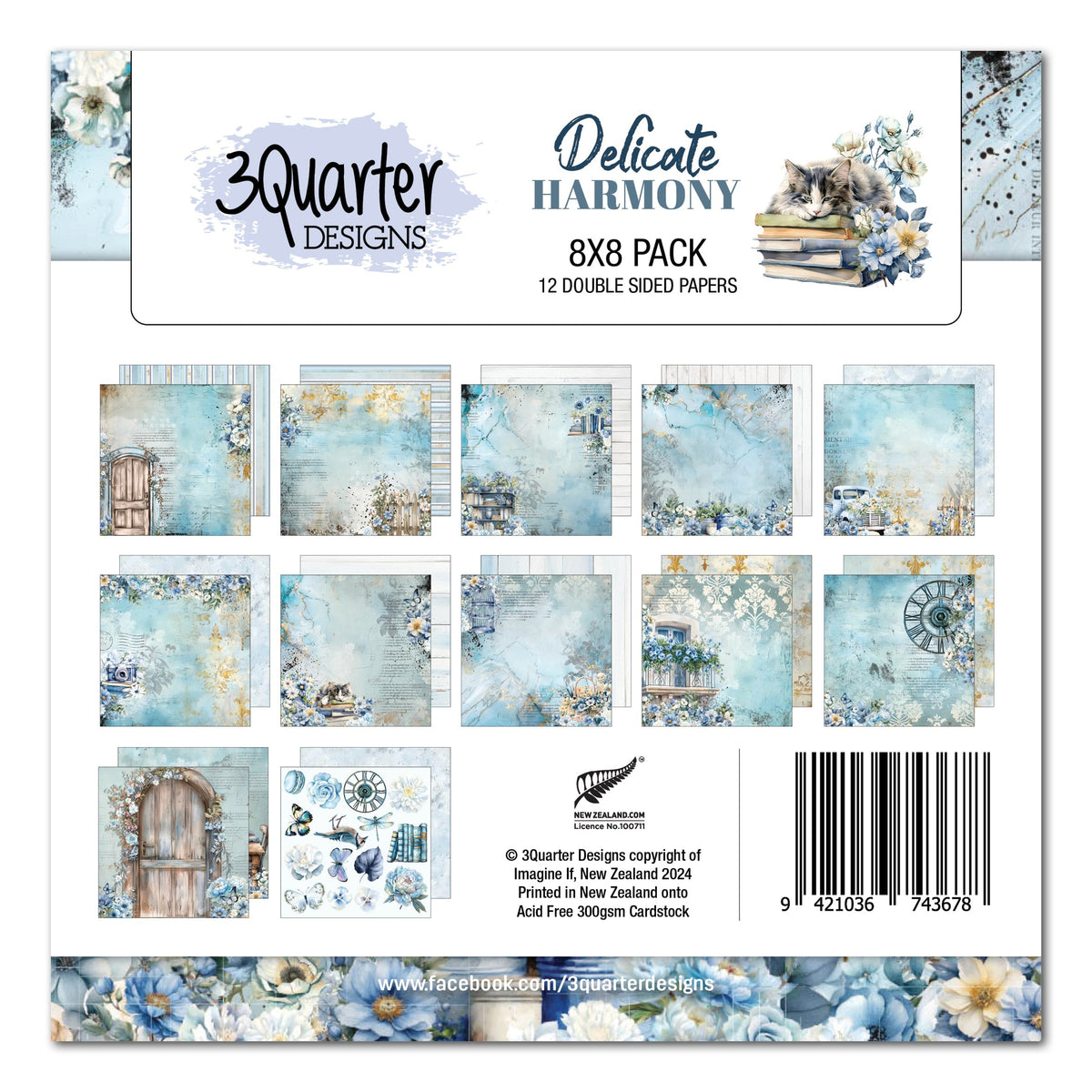 3Quarter Designs Delicate Harmony 8x8 Paper Pack-1
