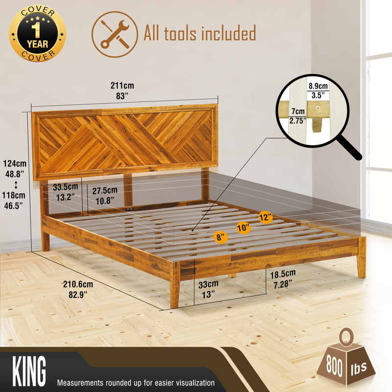 Sierra Deluxe Solid Wood Bed Frame-47