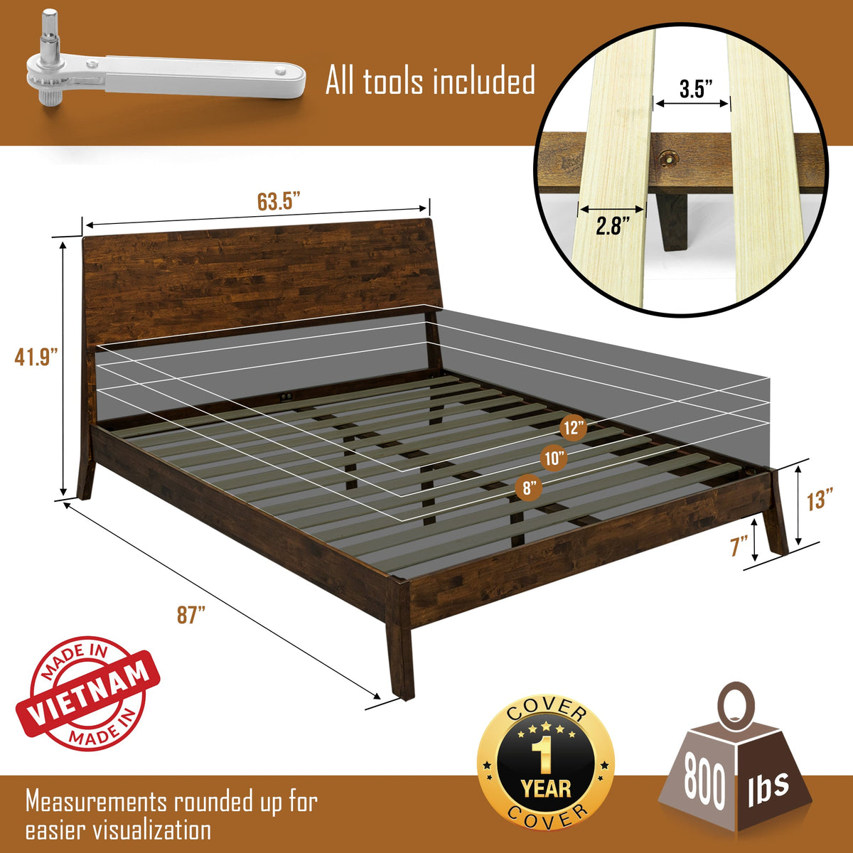 Base de Cama de Madera Maciza Serenity-5