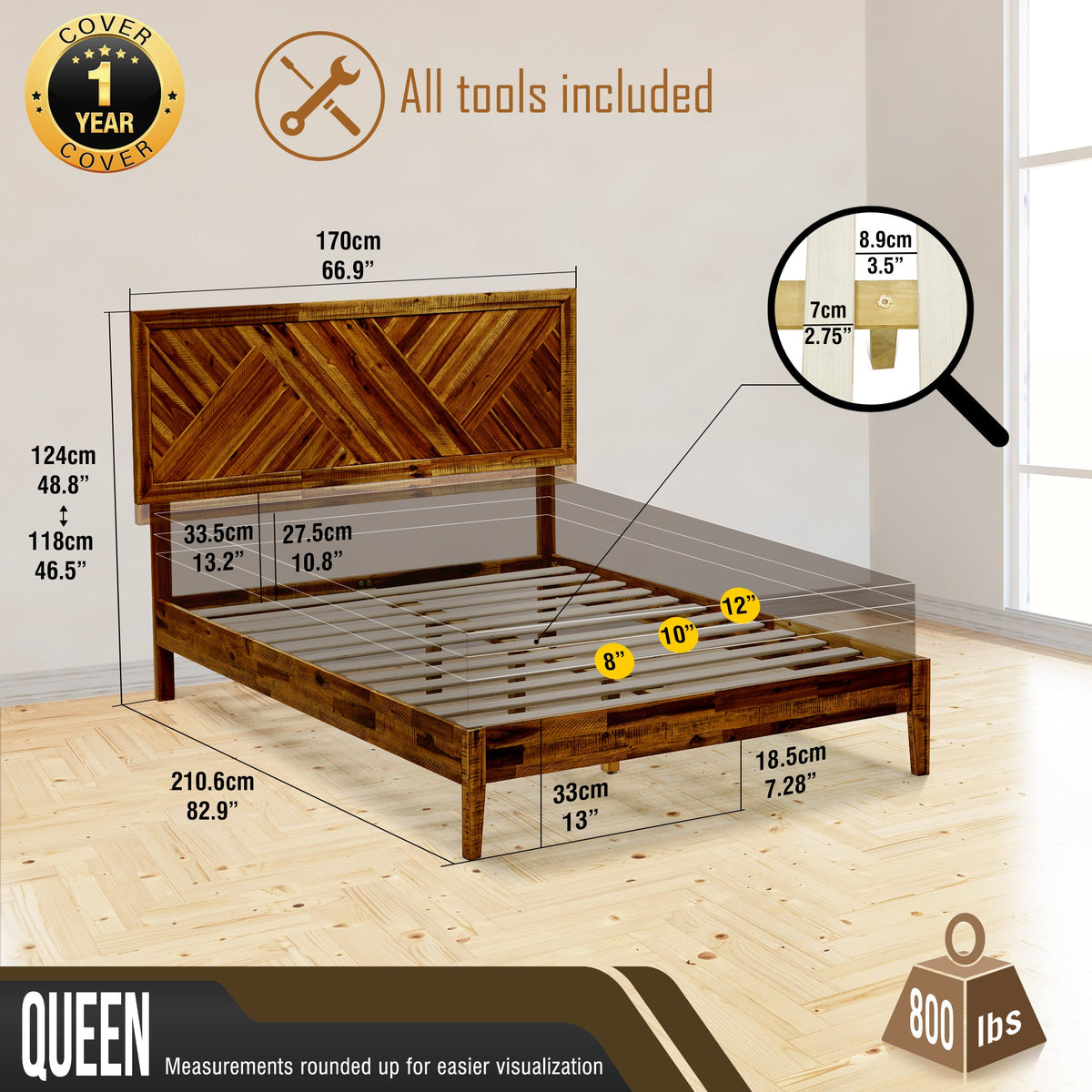 Sierra Deluxe Solid Wood Bed Frame-34