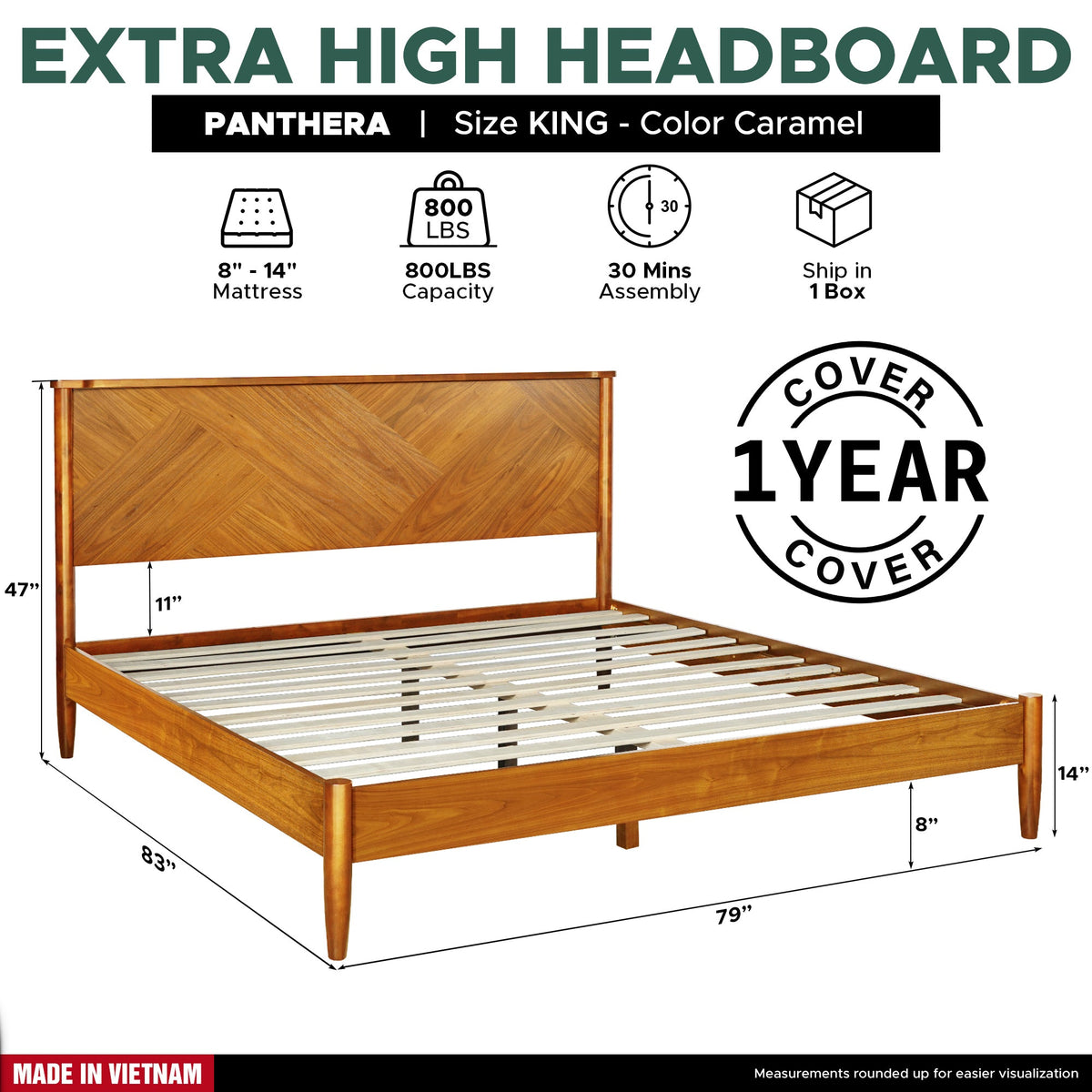 Panthera Solid Wood Bed Frame-3