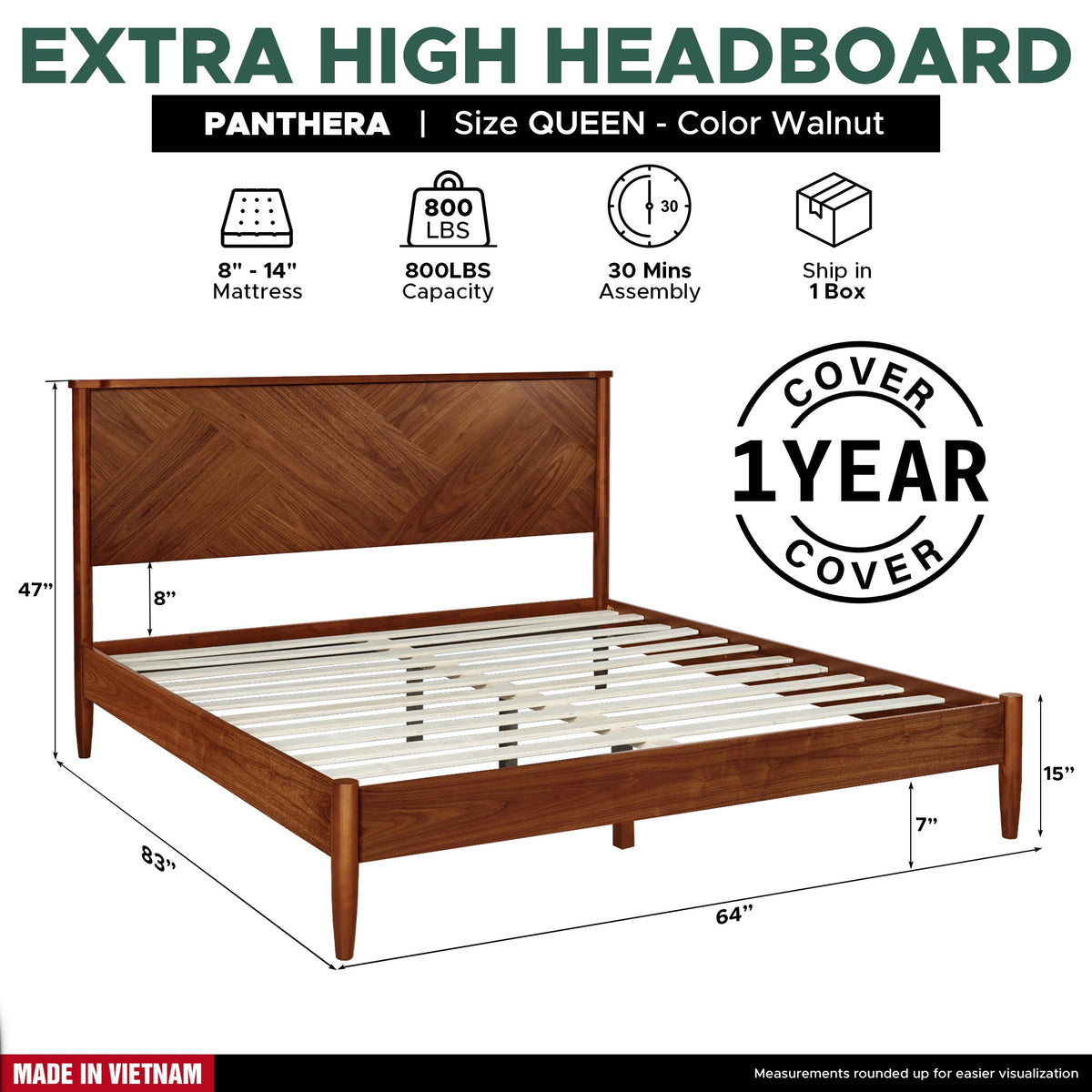 Panthera Solid Wood Bed Frame-12
