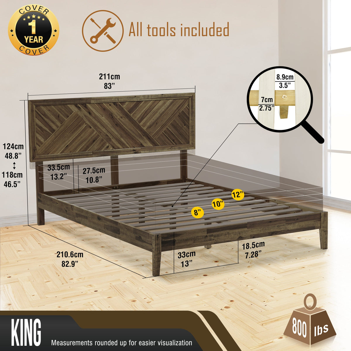 Sierra Deluxe Solid Wood Bed Frame-11