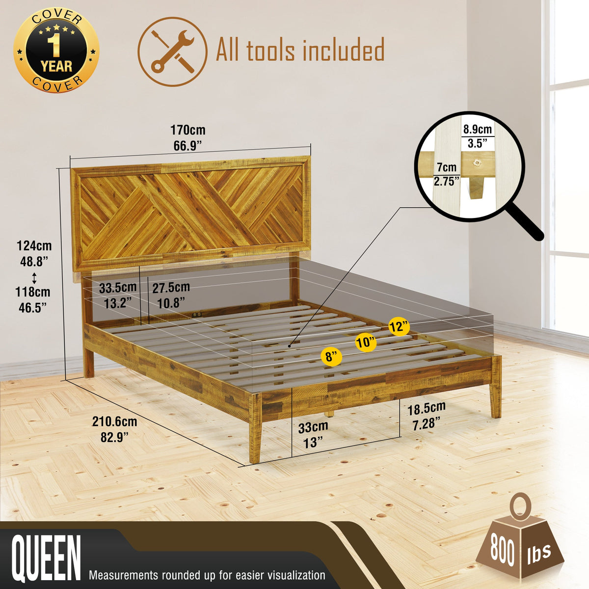 Sierra Deluxe Solid Wood Bed Frame-22