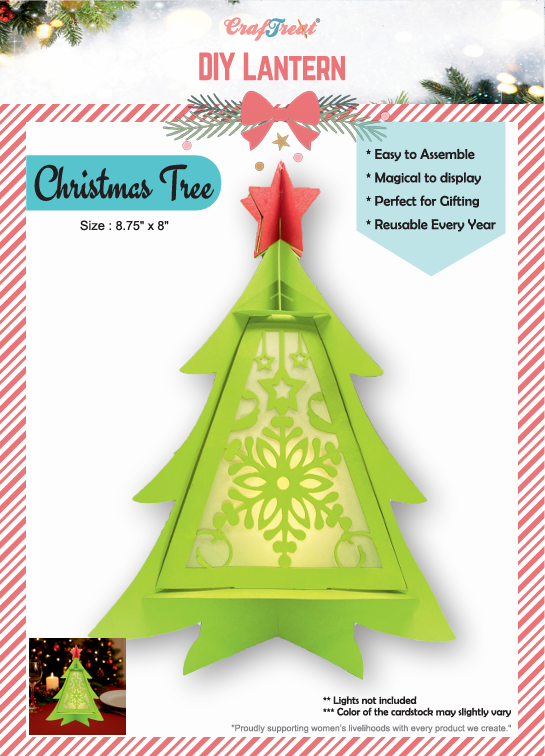 CrafTreat Lanternes en papier à faire soi-même - Sapin de Noël-1