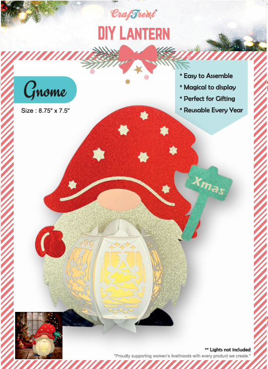 CrafTreat Lanternes en papier à monter soi-même - Gnome-1
